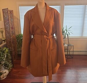 Anthropologie x Mare Mare Double Breasted Camel Trench Coat Blazer Womens Large
